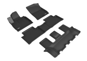 Kia Sorento Floor Mat Set - Front + Rear - 3D MAXpider - KAGU Series - Black - `22-`23